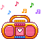 pixel art of a pastel radio, it moves up and down